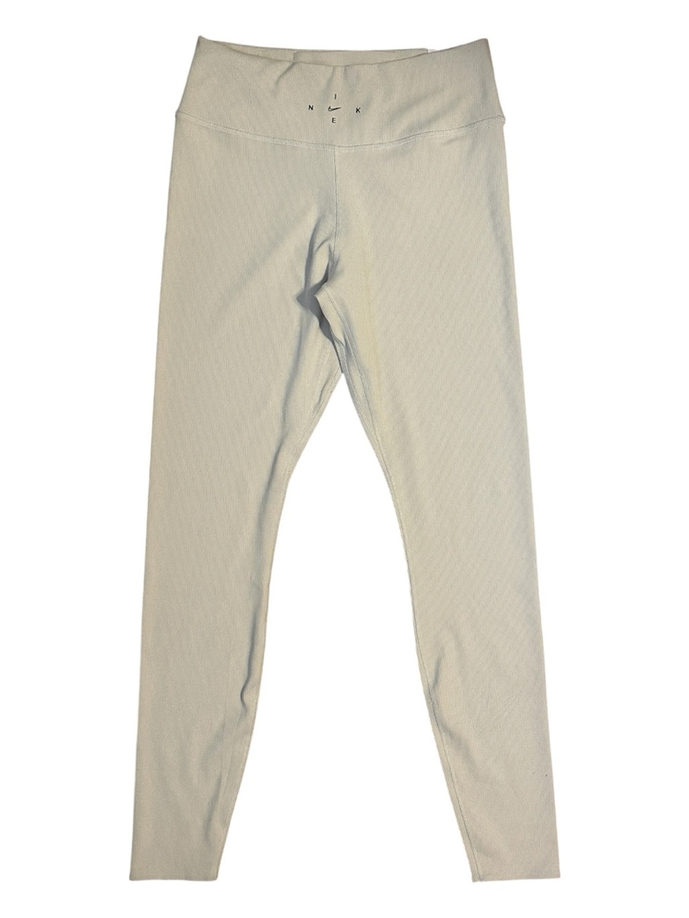 Nike Womens One Luxe Cream Beige Ribbed Tight Fit 7/8 Leggings NWT